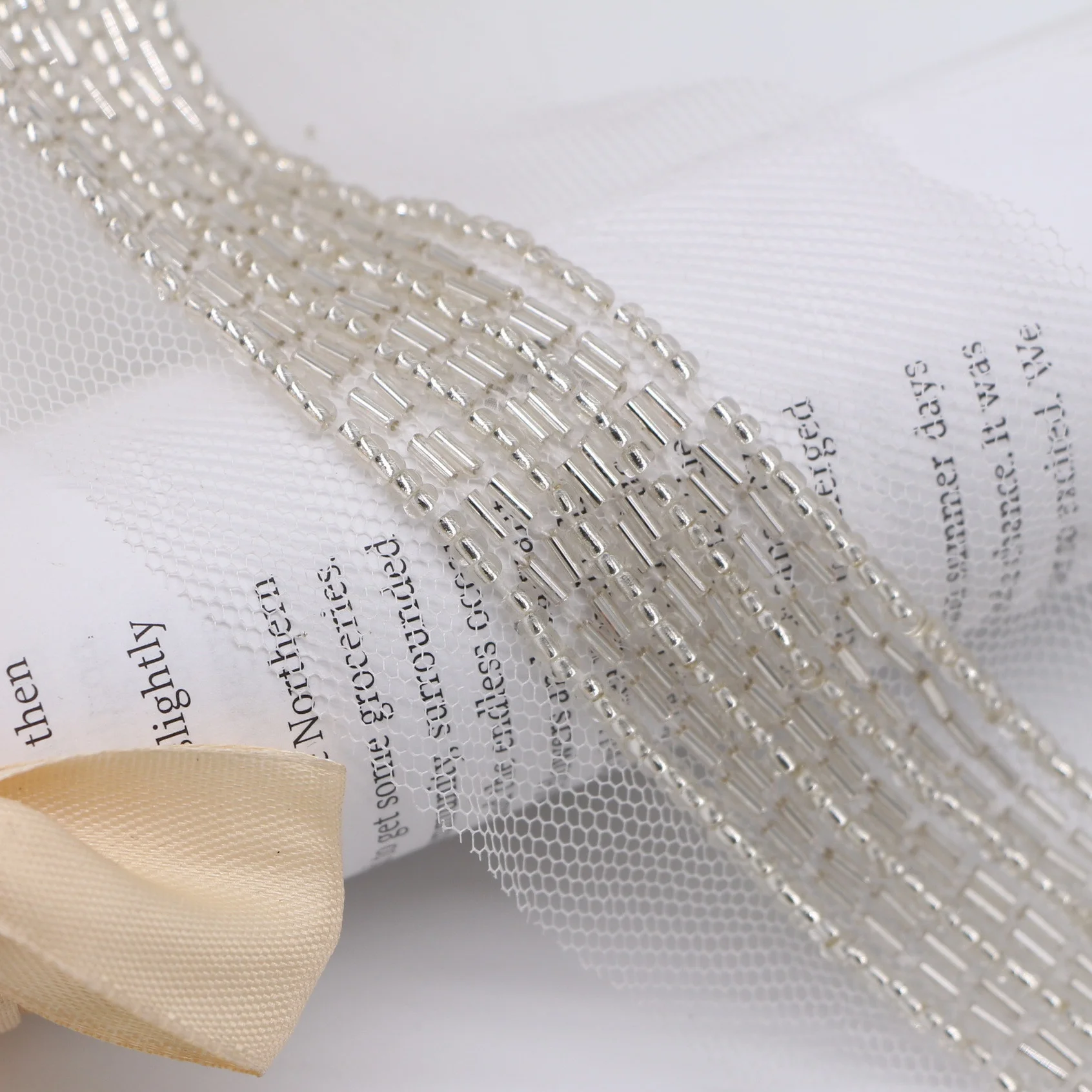 Wholesale And Retail Modern Mesh Hand Nail Beaded Edge Accessories Lace Metal Beads And Tube Lace Trim