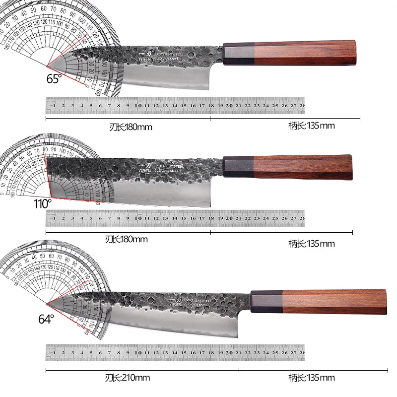 9cr Japanese forged small kitchen knife Sour wood Ebony Cooking Santoku knife Beef knife Kitchen Salmon Sashimi