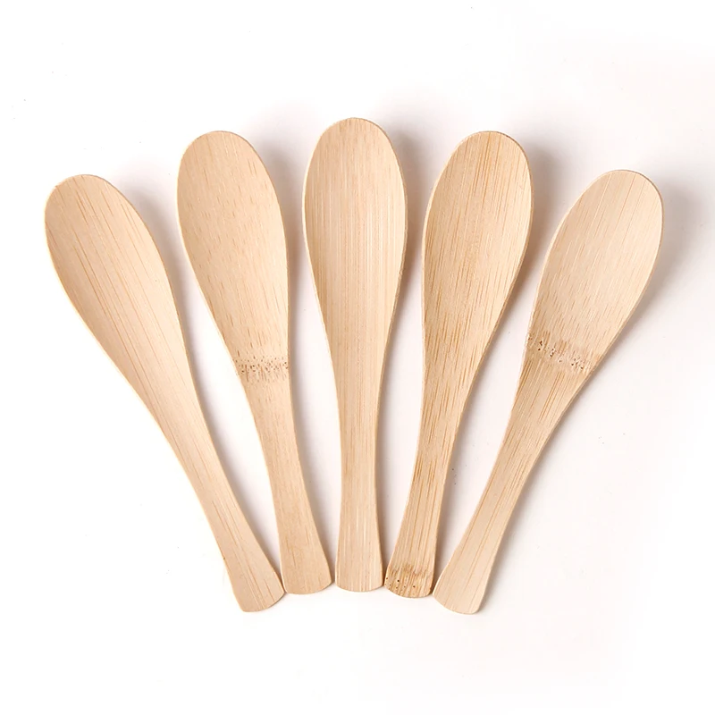 Wholesale 100% Organic Small For Children Natural Icecream Spice Spoon Salad Milk Cream One Time Cheap Bamboo Spoons