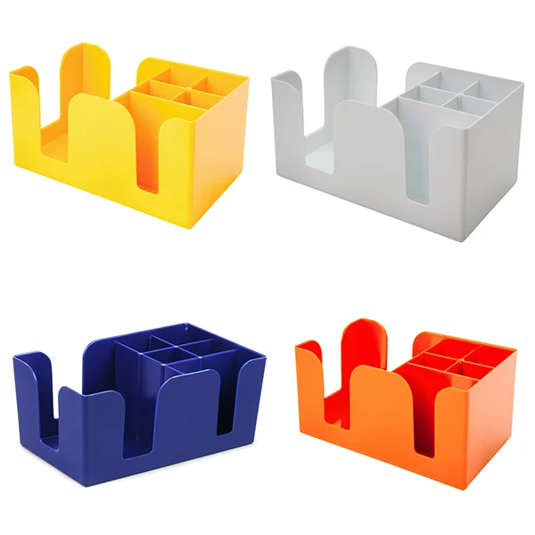 Customized 6/4/2 Condiments Eco-Friendly Promotion Bar Caddy Customized Logo Printing Plastic Napkin Holder Caddy For Promotion