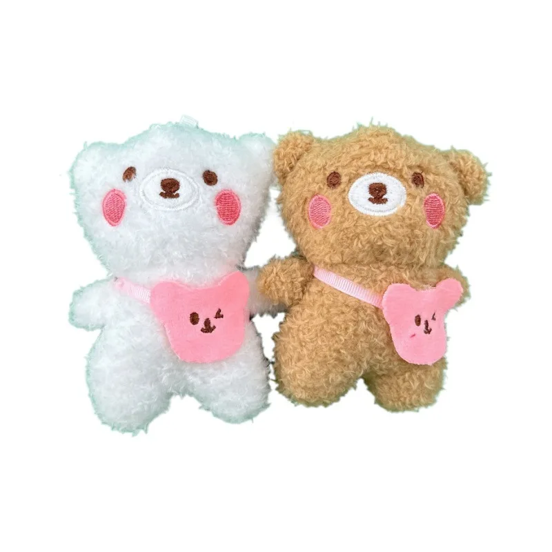 12cm Cute Plush Mini Teddy Bear Key Chains Kawaii Fluffy Stuffed Animals Stuffed Teddy Bears Keychain Keyring Pendant Bag Charms