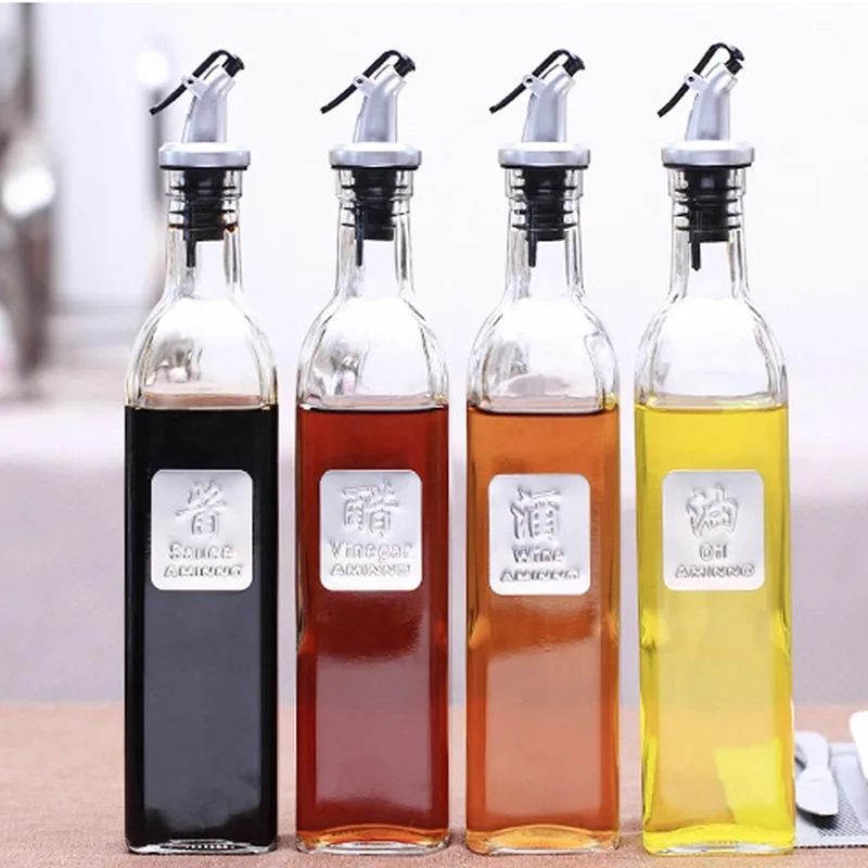 Wholesale Soy Sauce Olive Oil Glass Bottle Custom Square 250 ml Empty Frosted Cooking Oil Glass Bottle With Dropper