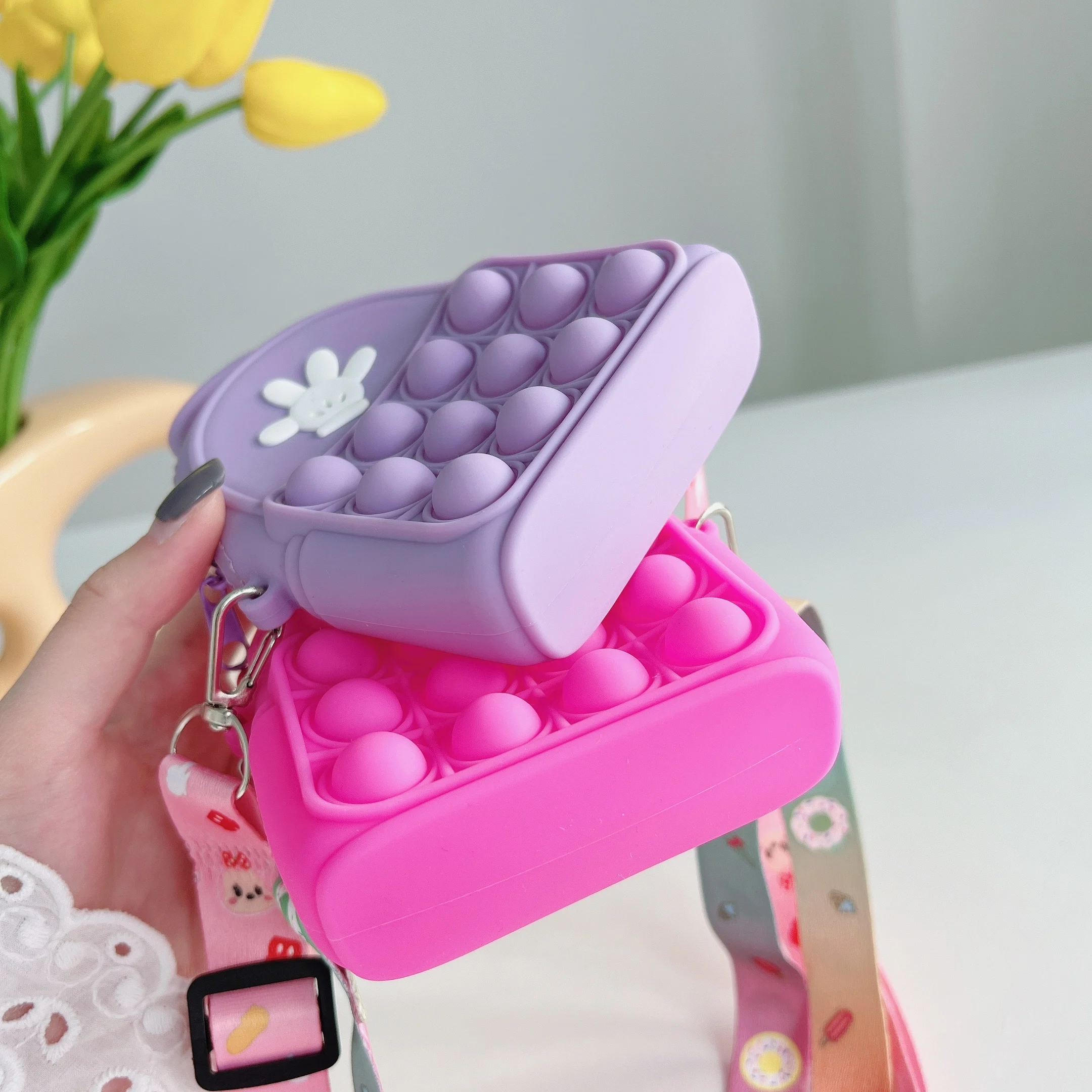 13*9*5cm Pob Bubble Kids Colorful Customized Silicone Purse for Children and Ladies
