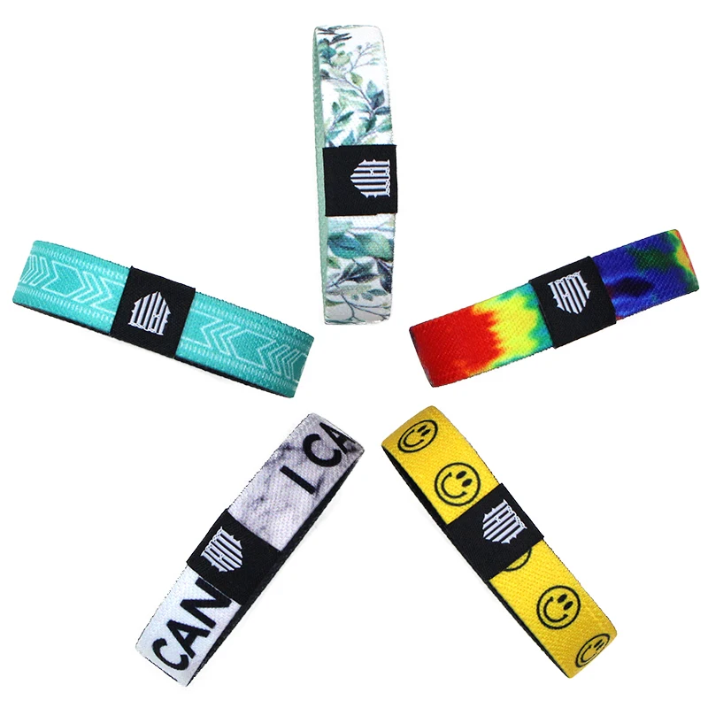 Manufacture  Fancy Elastic Fabric Bracelet Wristband Custom Polyester Festival Wrist Band