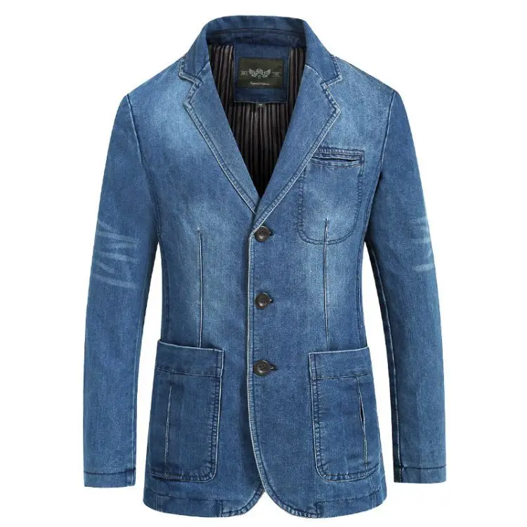 LL56- Style Cowboy Casual Slim Mens Comfortable Elegant Cotton Washed Denim Suit Jackets For Mens