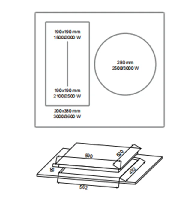 Hot sale Black Color Induction Cooker Ceramic Glass Plates with 3 burners