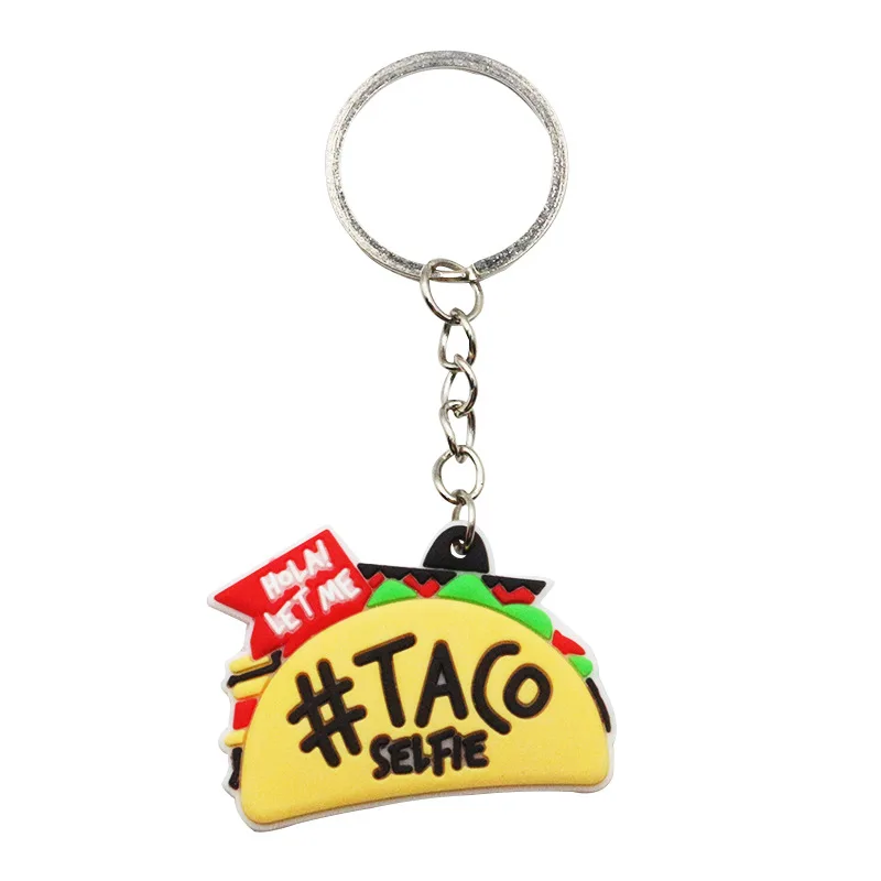 PVC Key Chain Cactus Hat Hot Dog Horse Guitar Sand Hammer Metal Pendant Customized Light Keychain Zinc Alloy Gift Mexico PVC,PVC