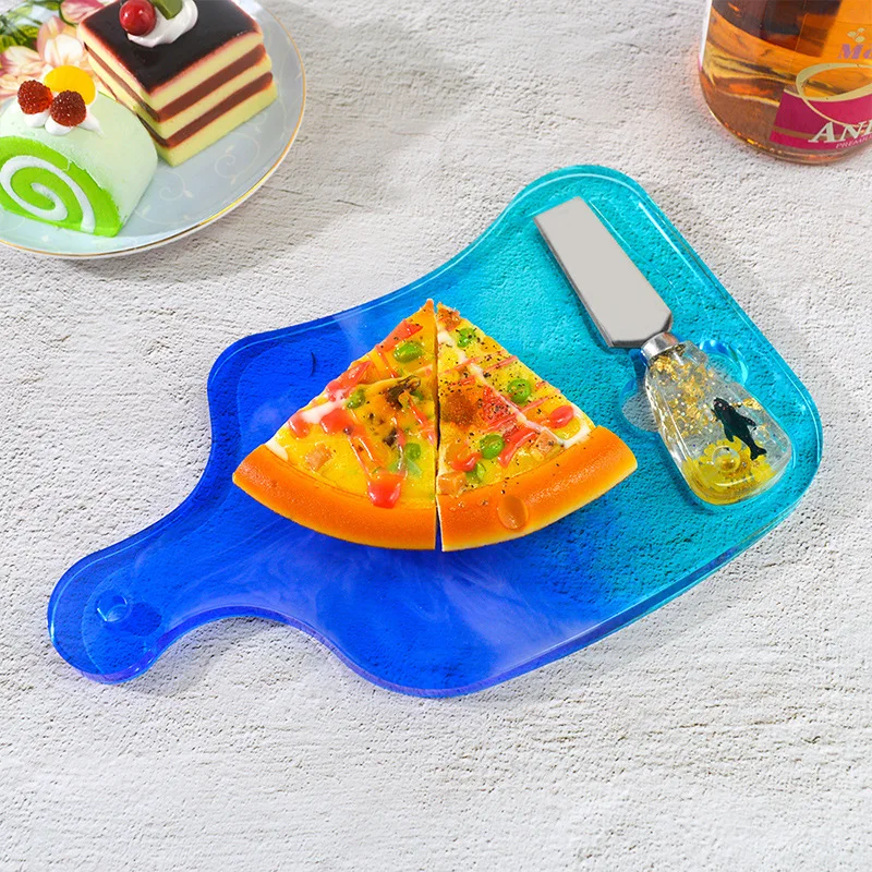 W436 New Knife  Fork Handle Epoxy Resin Mold DIY Rectangle&Round  Western Tableware Set Storage Tray Silicone Mold