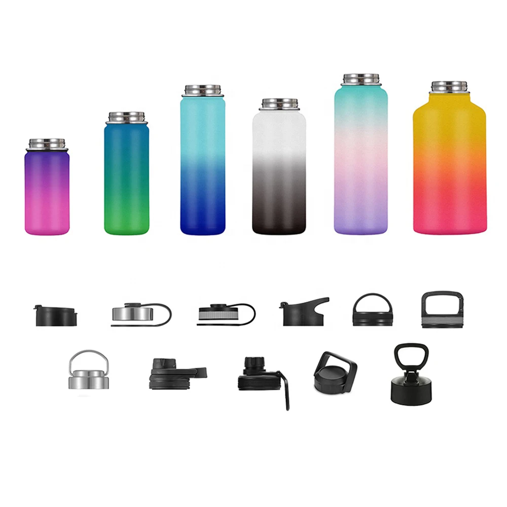 Two Tone Color OEM 32oz 40oz Double Wall Vacuum Insulated Sports Stainless Steel Custom Water bottle w/ Straw Lid /Flip