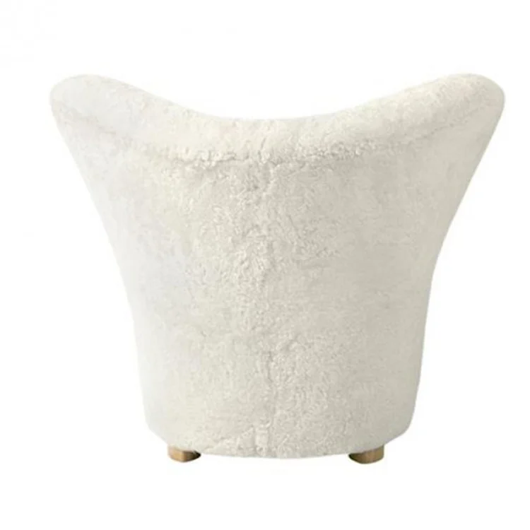 European Luxury White Fake Sheep Chair Sofa ArmChair Fabric Sheep Skin Lounge Fur Plush Cover Wing Back Boucle Accent Chair