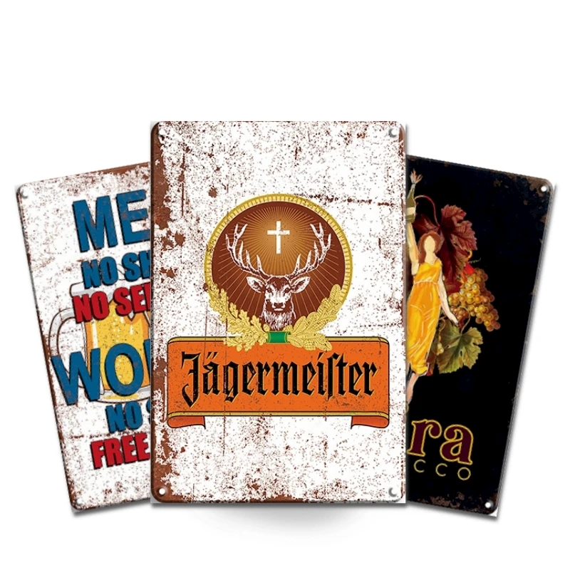 Bar Beer Vintage Metal Tin Signs, 20cm X 30cm, Bar Drinks Retro signs for Bar/Cafe/Home Kitchen/Restaurant/Garage/Man Cave.