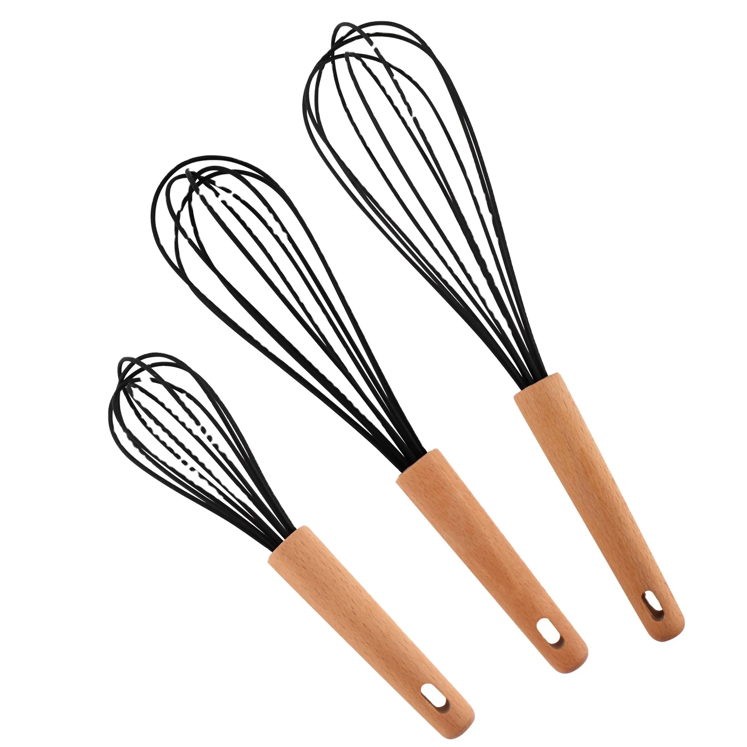 Multi-Color Mini Silicone Kitchen Whisks with Stainless Steel Handles Blending Stirring Whisking and Beating