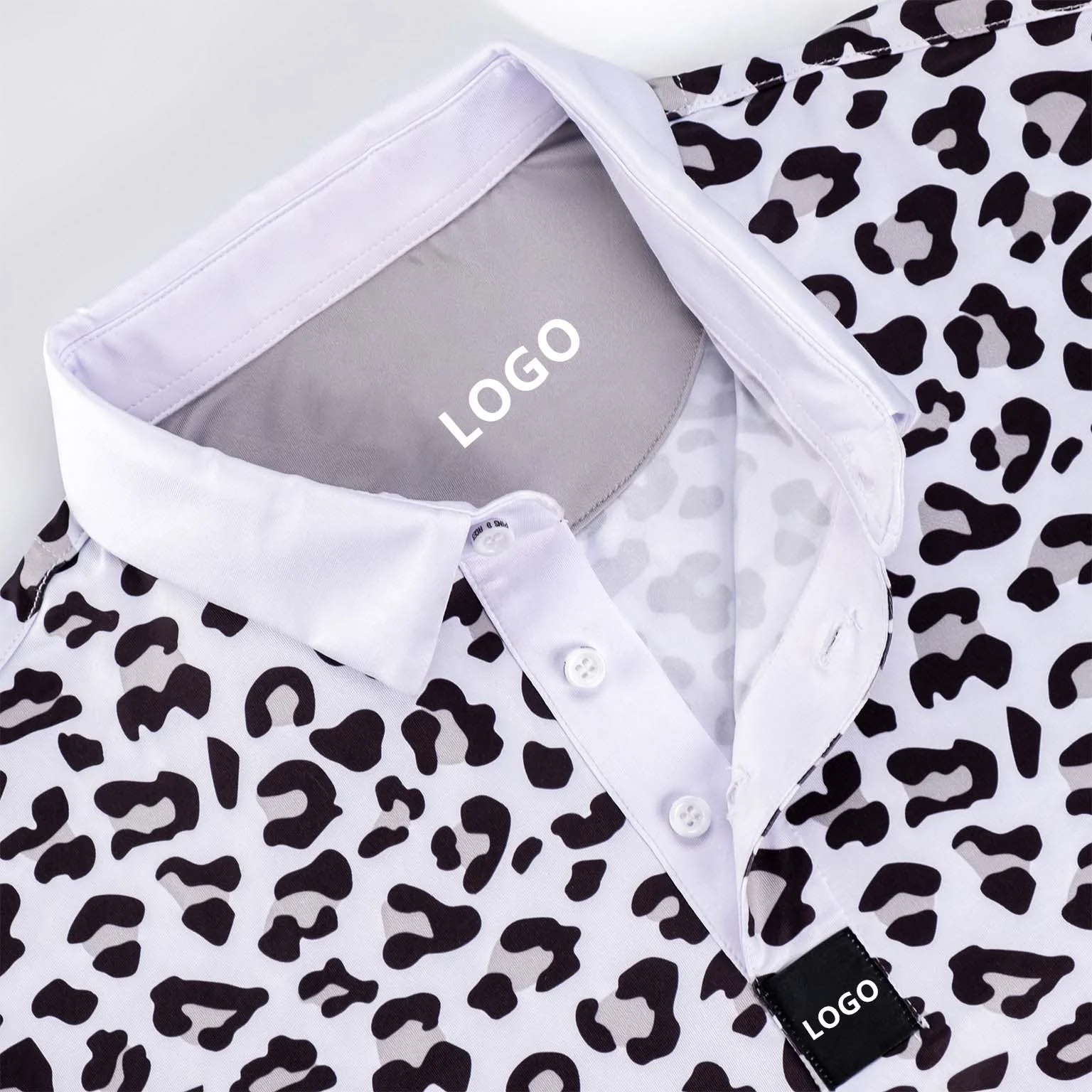 Made High Quality Men Athletic Gray V-neck Muscular Sport Leopard Golf Polo T Shirts Custom