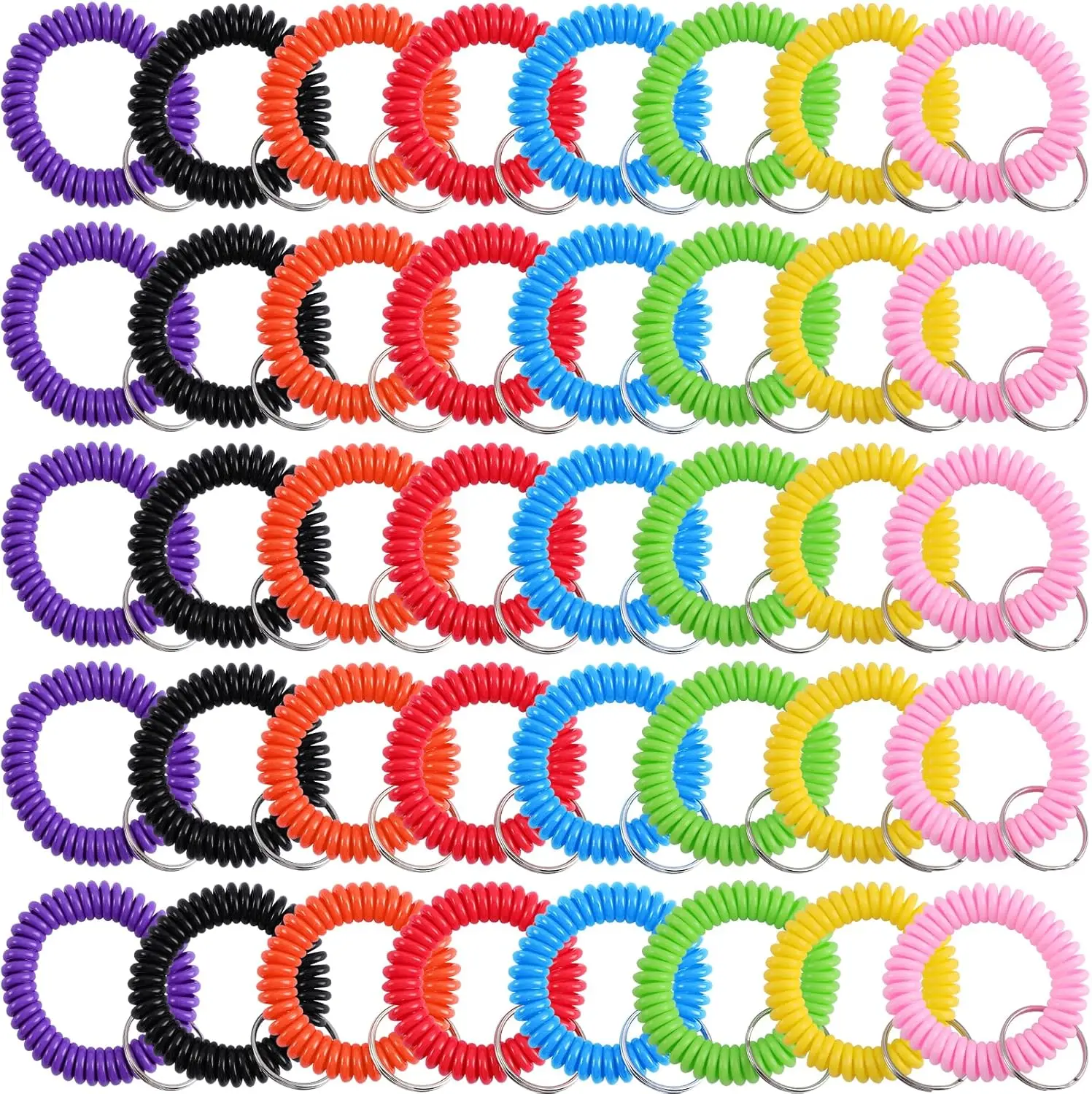 Plastic Wrist Coil Key Chain Spring Spiral Stretch Keychain  Line Ring elastic Spiral Bands for Fitness Gym Sports keys