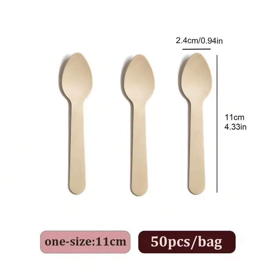 Disposable Mini Wooden Cake Spoons Desert Disposable Wooden Spoon for Jelly Ice cream