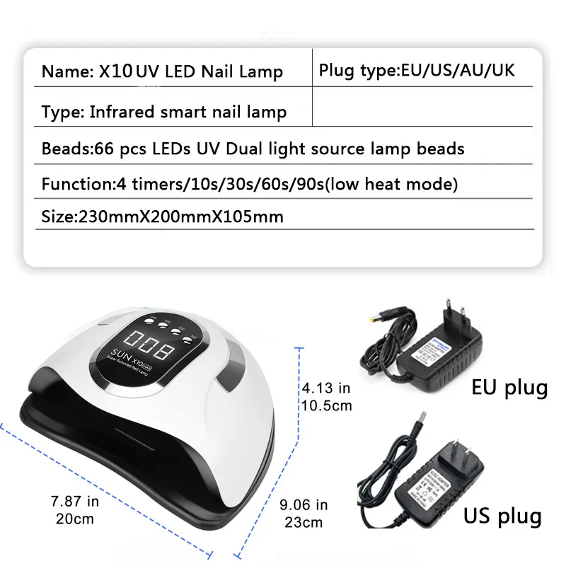 Портативный маникюрный аппарат 280 Вт Sun X10 Max для фототерапии