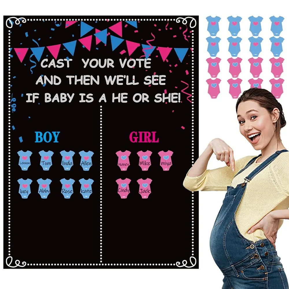 Baby Gender Reveal Voting Board Poster Boy or Girl Gender Reveal Party Game Stickers