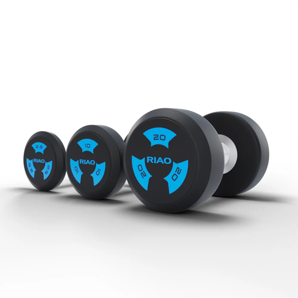 High Quality Wholesale Free Weights kg lbs Manufacturer PU Round Head Dumbbell Gym Dumbbells