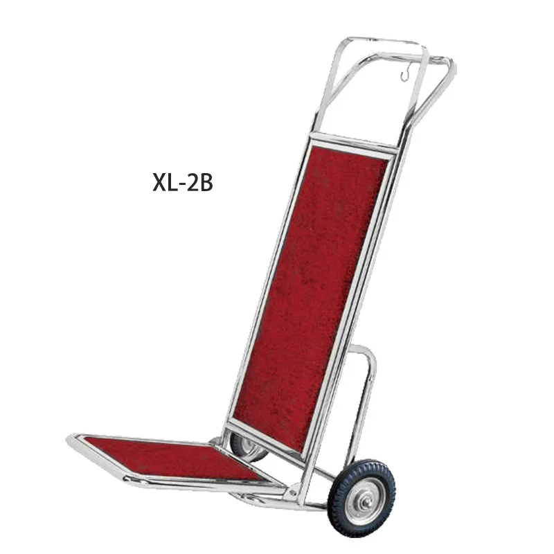 Luxury Hotel Lobby Bellman Luggage Carrier Cart Stainless Steel Golden Baggage Trolley Bellboy Cart