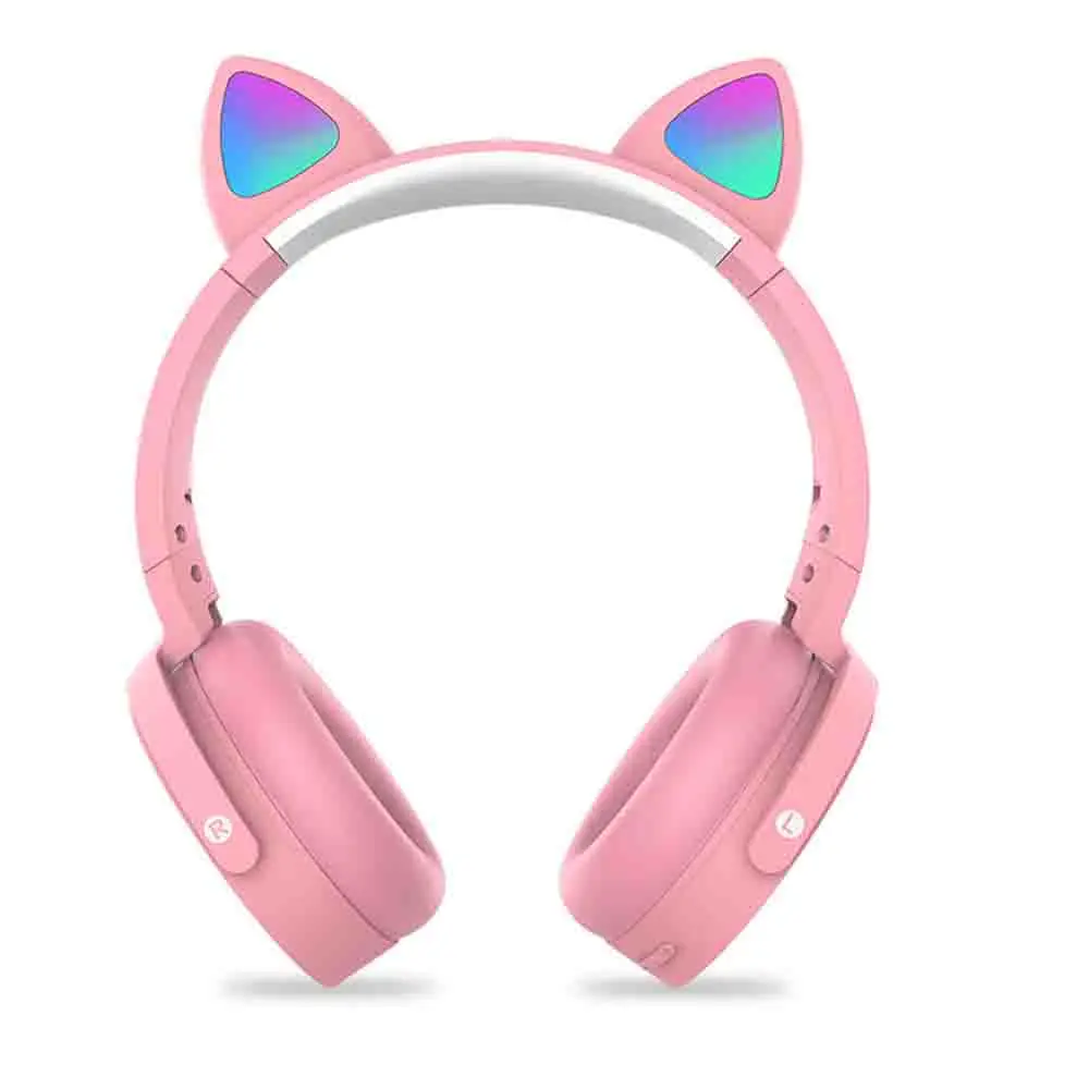 Wholesale Stock Christmas Gift LED Lights Headset Auriculares Push It Bubble BT Cat Ears Headphone Wireless for Kids