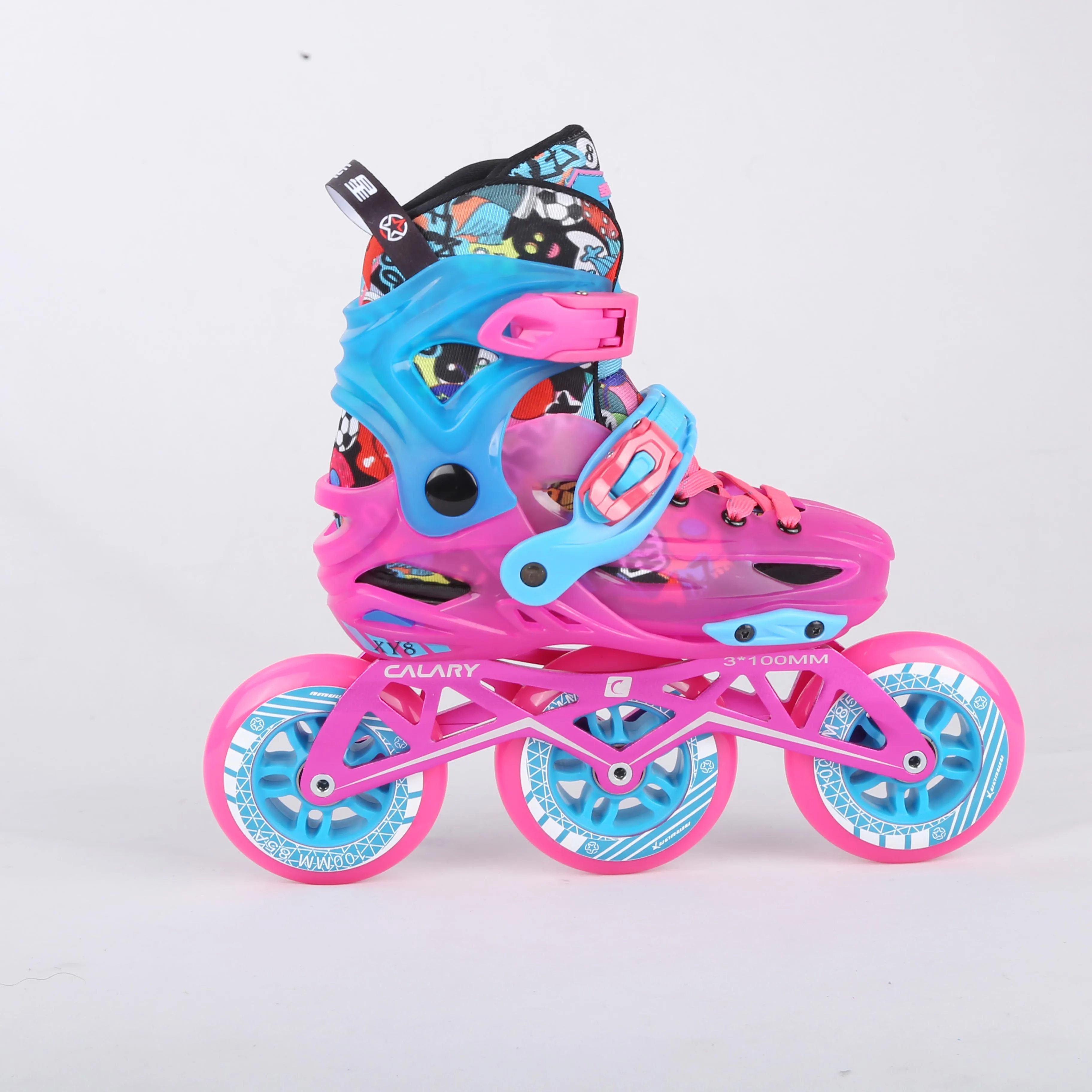 PAPAISON Professional Kids Freestyle Hard Boots Inline Slalom Skates With 3 Wheels