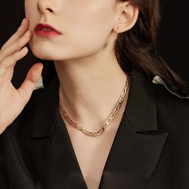 Chain Necklaces Rose Gold Plated Wholesale Fashion Simple Plain Women Jewelry Men Gift Business Party Wedding Unisex Technology