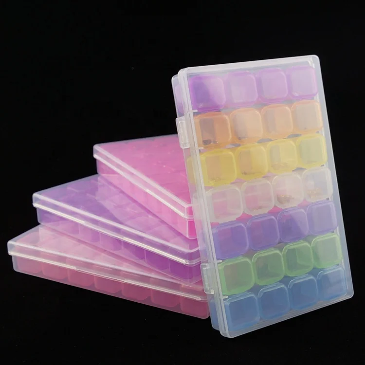 clear plastic large nail art jewelry beads display 28 Slots empty adjustable plastic storage box