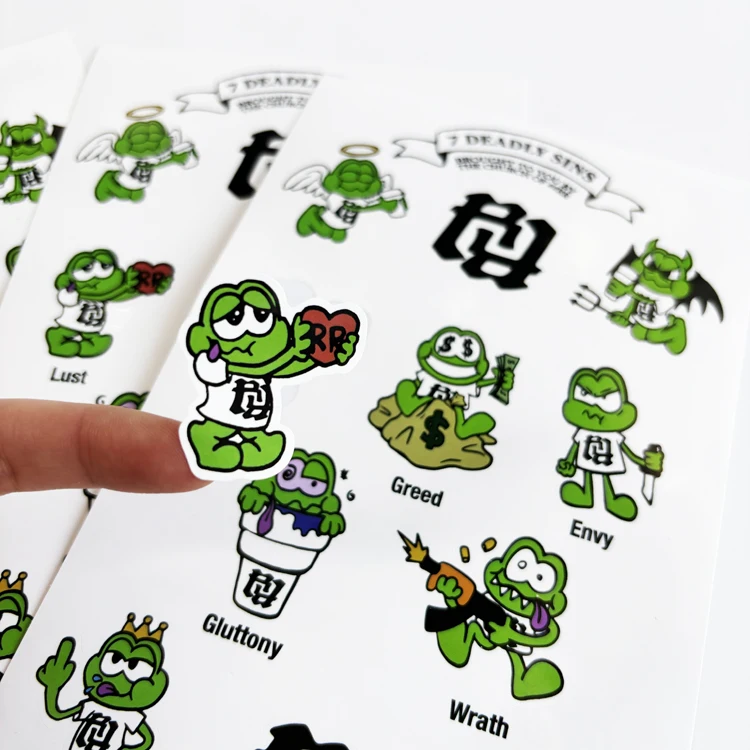 Wholesale Removable PVC Vinyl Sticker Sheets Custom Full Color Kiss Cut Hologram Promotional Labels