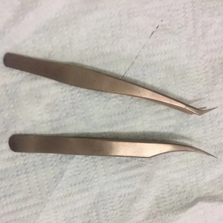 
Rose Golden Tweezers Set Stainless Steel Best Quality Staright and Curved Tweezers 