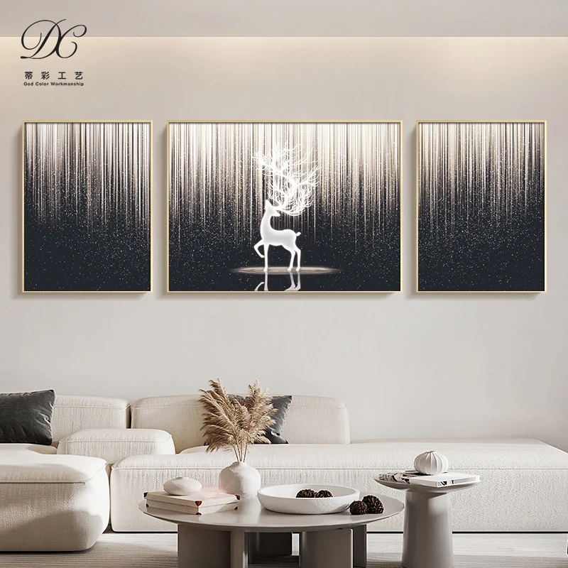 Customized Living Room Decorative Hotel Decor Handmade Art Canvas Wall Deer Abstract Artwork Hand Painted Oil Painting