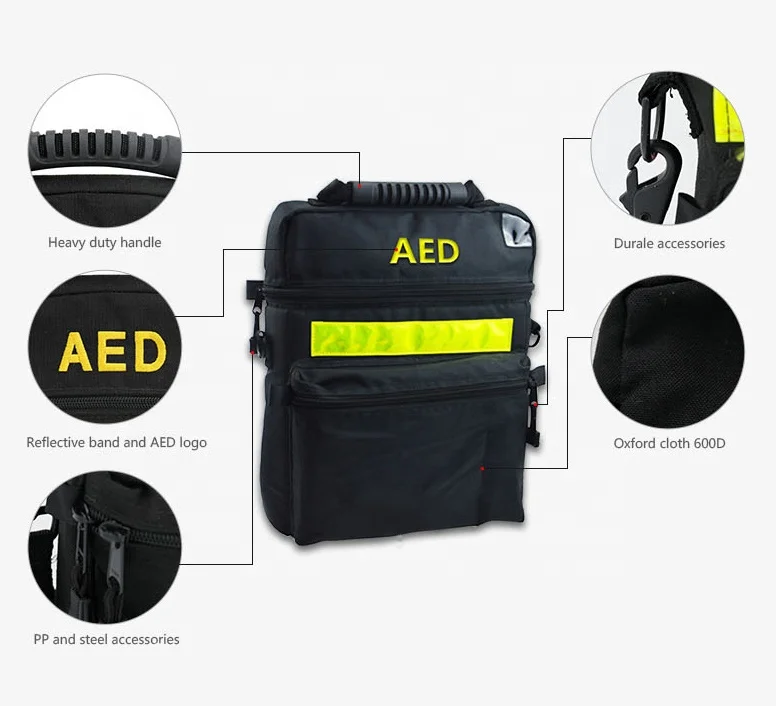 Nylon Soft AED Bag Carry Defibrillator with Handle and Shoulder Strap for First Aid Use
