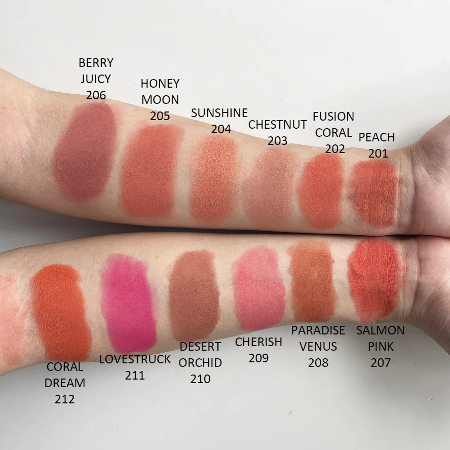 12 Colors Matte Natural Blushes Powder Palette Peach Pink Face Cheek Blusher Cosmetics Private Label Blush