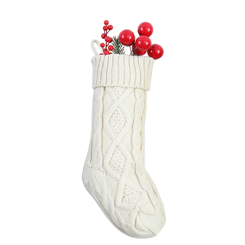 2024 Hot Christmas Gift Stocking Winter Cable knitted Custom design Gift socks Xmas tree Hanging Decoration Christmas stockings