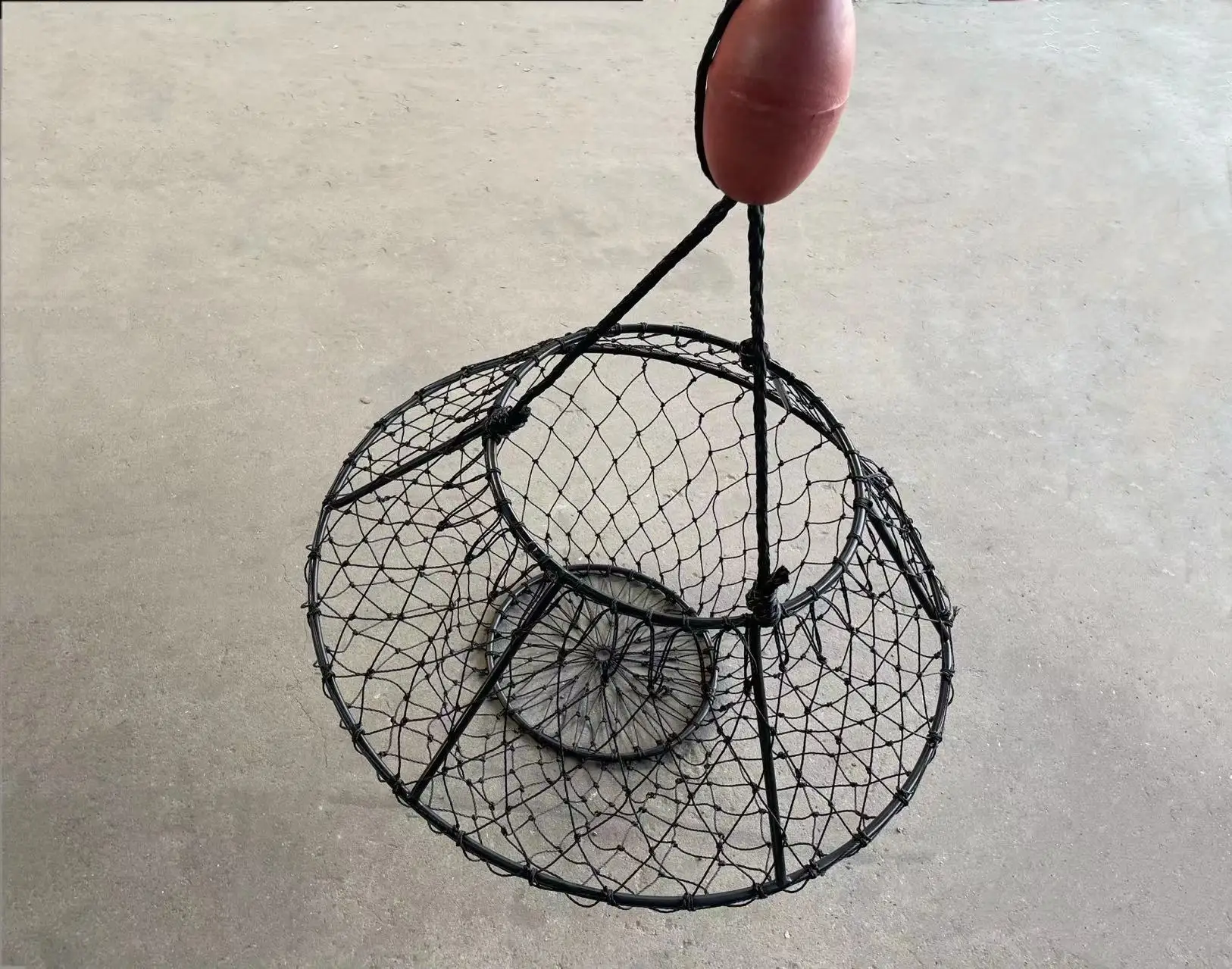 The US market round shape hoop net  plastic coated PE fishing net crab drop net UFO shape crab trap