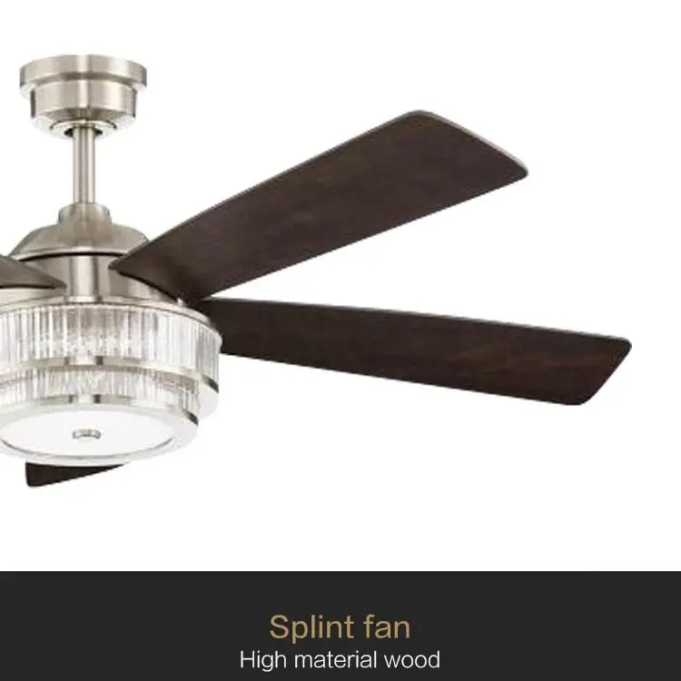 Simple American Style Decorative Crystal Luxury Chandelier Bedroom Remote Control Ceiling Fan Light