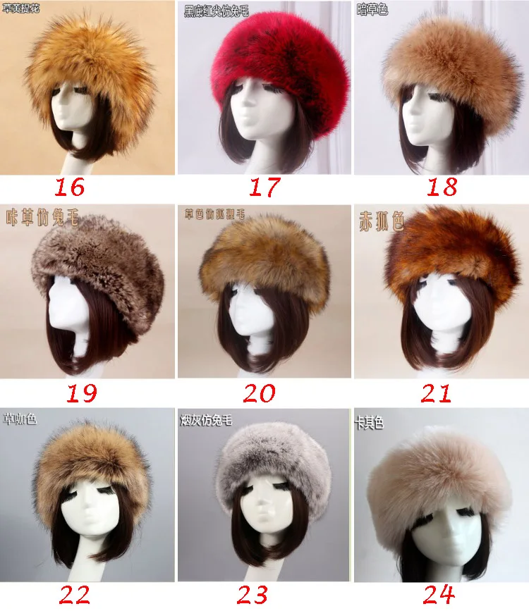 Russian Hot Sale Outdoor Ear Warmer Thick Ski Hat Headband Womens Girl Fluffy Winter Faux fur hats
