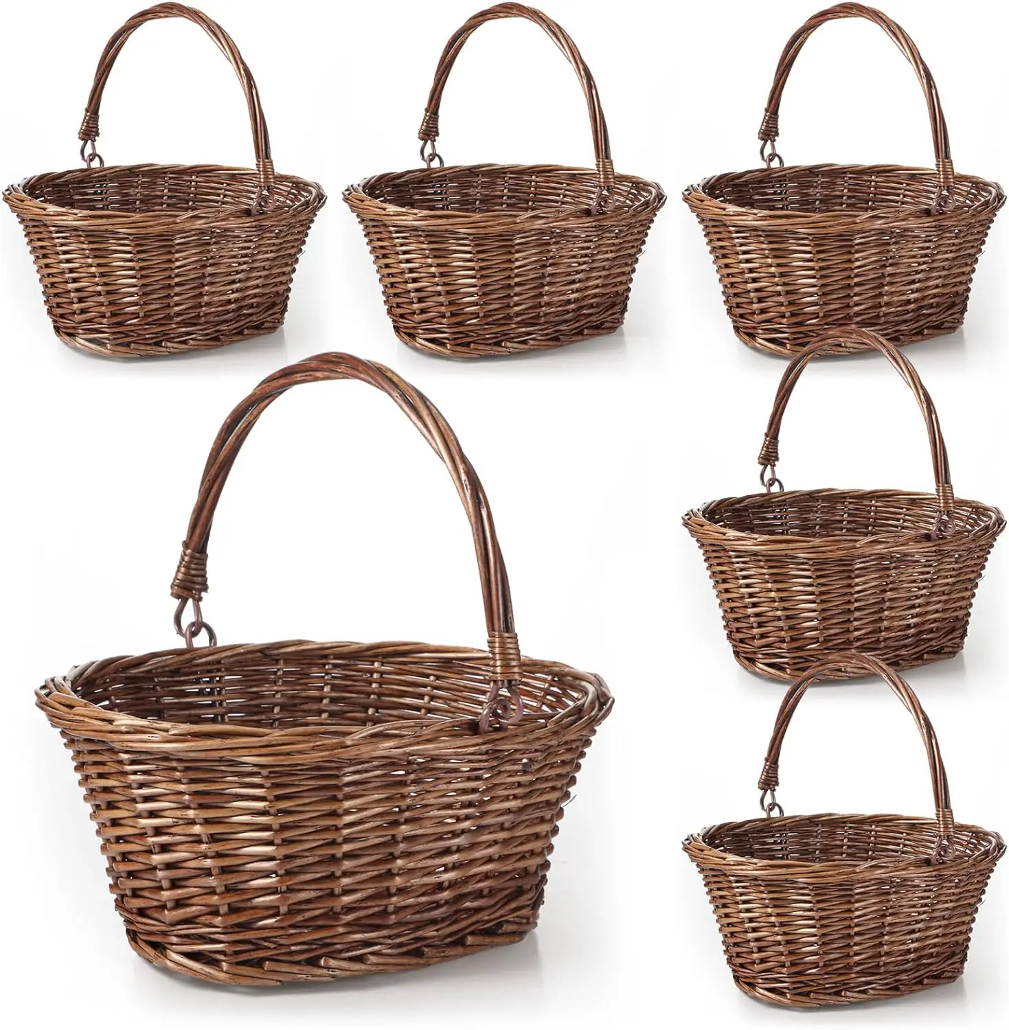 2024 Yulin Jiafu Small Wicker Basket With Handle Flower Girl Baskets For Weddings Eggs Candy Picnic Oval Willow Woven Braided Gi