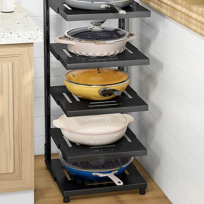 OWNSWING Pot And Pans Kitchen Storage Organizer Pot Racks Cookware Organizer Holds Cast Iron Frying Pan Griddles Organizer