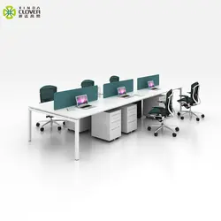 Coworking Desk Melamine Office Call Center Desk Modern Work Station For 6 Person