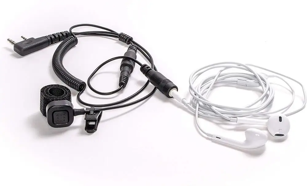 2 Pin to 3.5MM Adapter with Push-to-Talk Button Compatible with 2 Pin BaoFeng Kenwood Radios to 3.5mm Headsets with in-line Mics