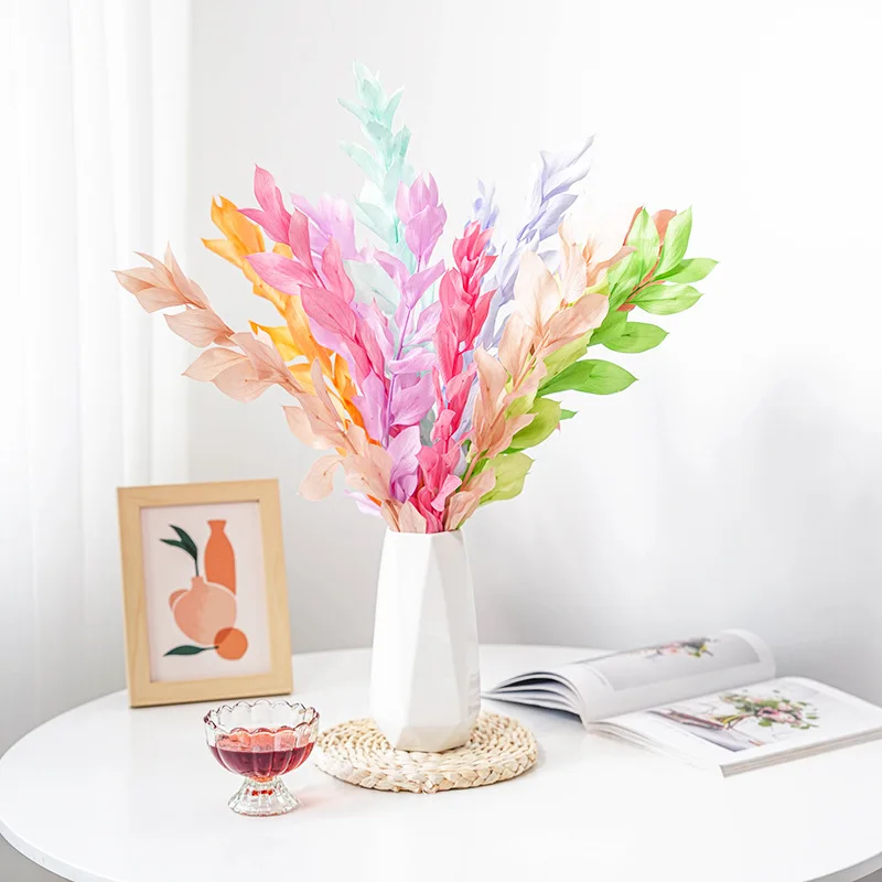 Factory Dried Fern Flowers Preserved Forever Orange Leaf Ruscus Everlasting Ruskus Flower For Wedding Design