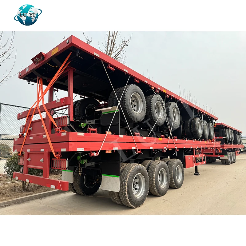 Factory Priced 40 Ft 45 feet 3 Axle Steel Container shipping Semi-Trailer Flatbed Truck Trailer