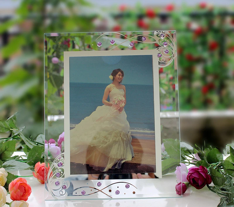 Mosaic Process Glass Edging Picture Frame Desk Crystal Glass Photo Frame