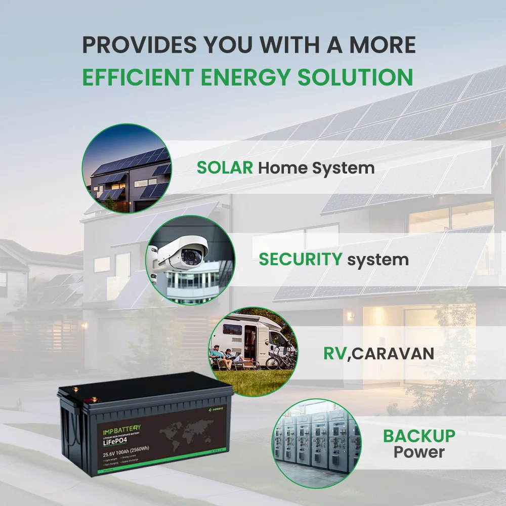 IMPROVE Manufacturer 25.6V 100Ah 300Ah 400Ah Lithium Ion Battery BMS Waterproof Electric marine 200Ah 24v LiFePo4 Battery