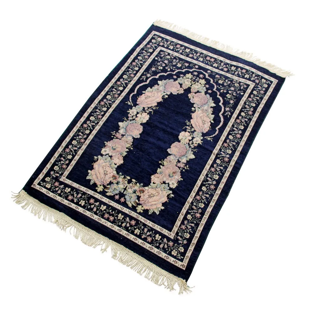 Muslim tapete Soft Exquisite Tapestry Floral Prayer Mat Embroidery Anti Slip Islamic Muslim Prayer Folding Rug