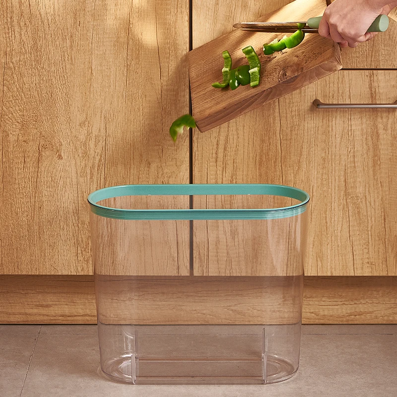 New Arrival Save Space Office Living Room Plastic Storage Bucket Transparent Waste Bin Trash Can