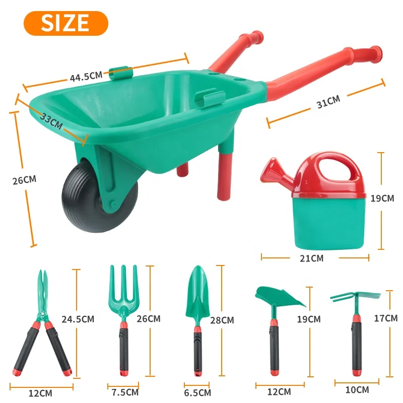 kids garden tools set, Garden Toys hand tools kit with kids Gift Wheelbarrow for kids