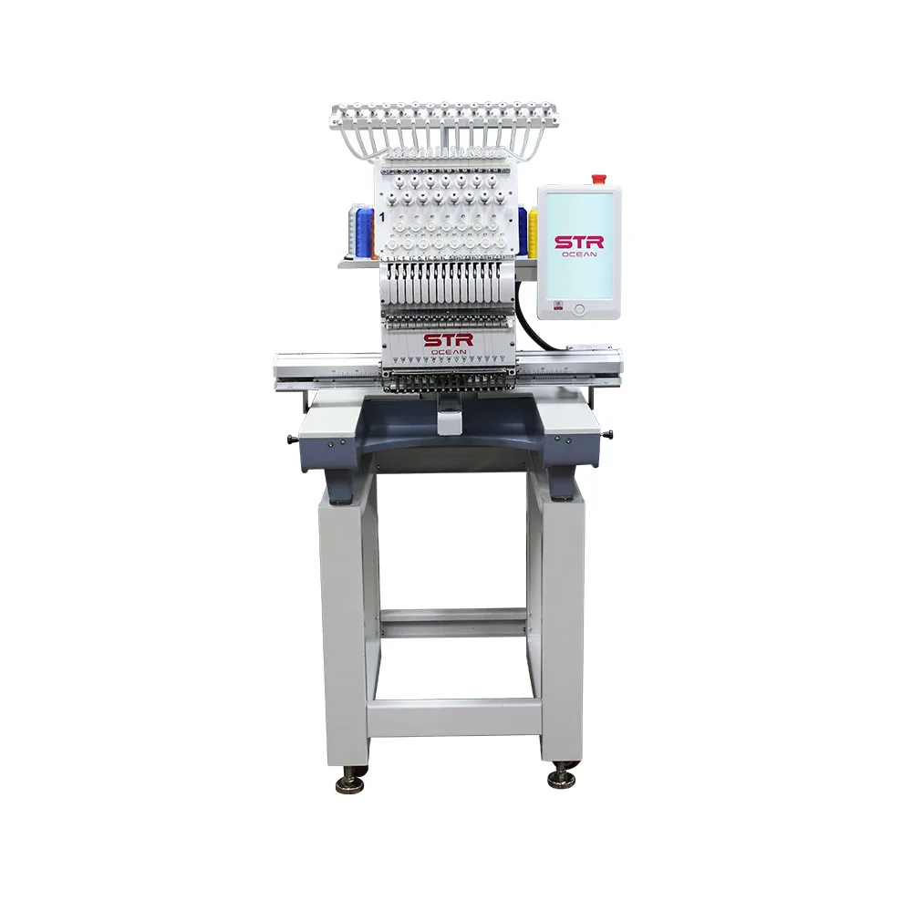 STR OCEAN single head Embroidery Machine with different languages like Chinese English France Spanish Russian etc
