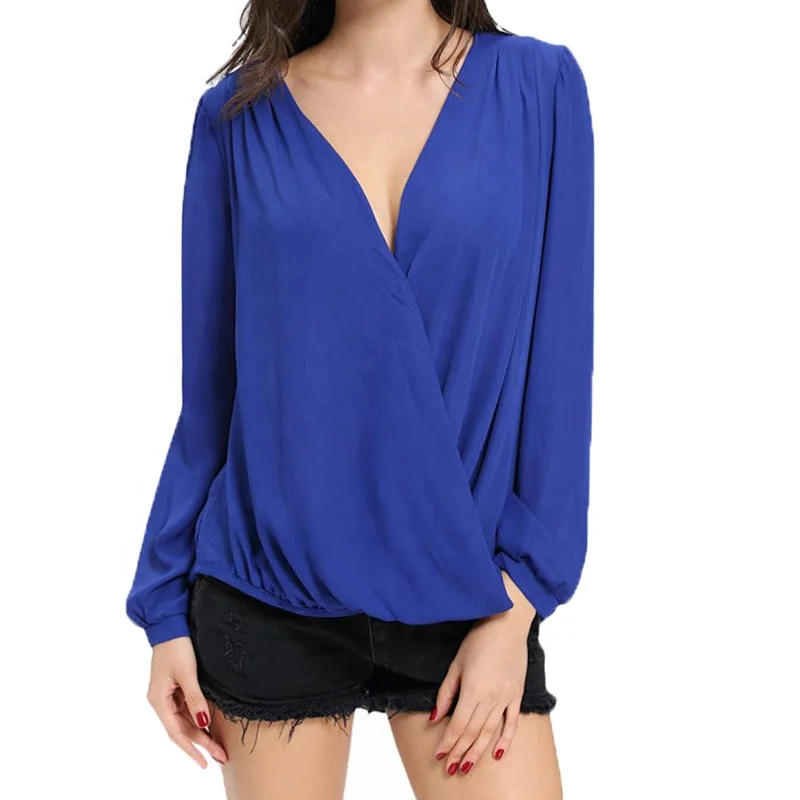 Bow back backless chiffon women blouses new designs models 3/4 sleeve blouse patterns