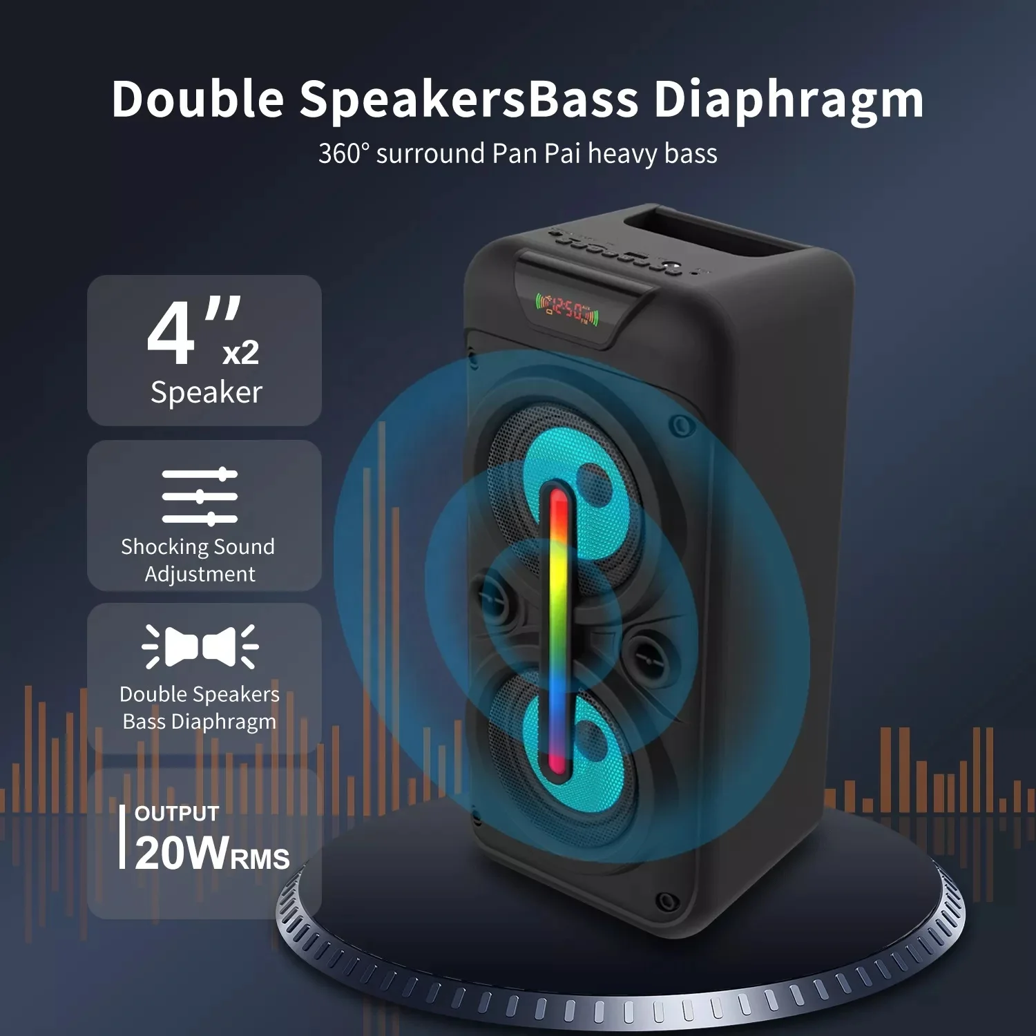 Big Power Portable Speaker Mp3 Player Music 3d Stereo Subwoofer Bass Loudspeaker Outdoor With Fm Radio Tf Card